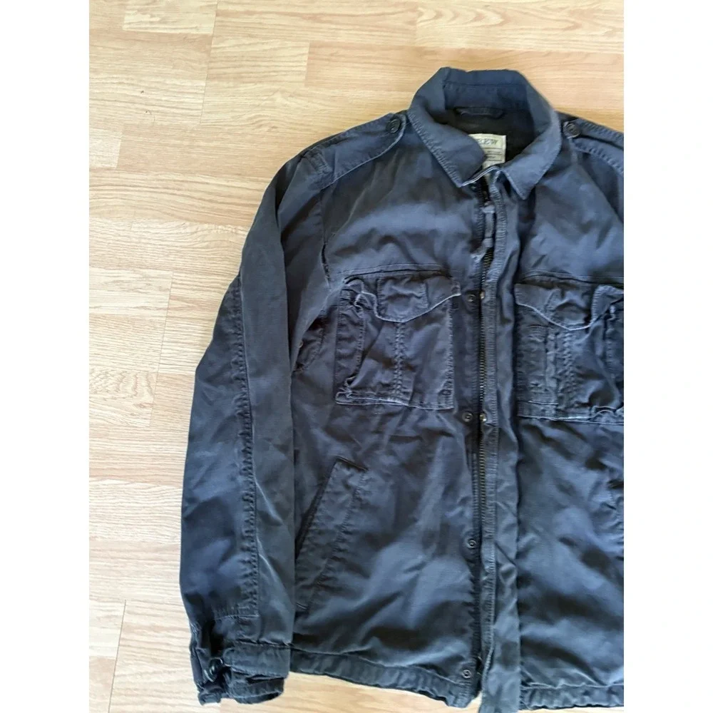 J Crew Mens Broken In Field Military Utility Coat Jacket Small Black Outdoors